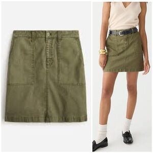 J. Crew Garment Dyed Linen Blend Utility Mini Skirt in Green Size 8 EUC